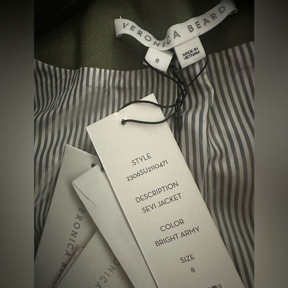 Veronica Beard Sevi Linen-Blend Blazer in Bright Army Size 8 NWT - Picture 8 of 9